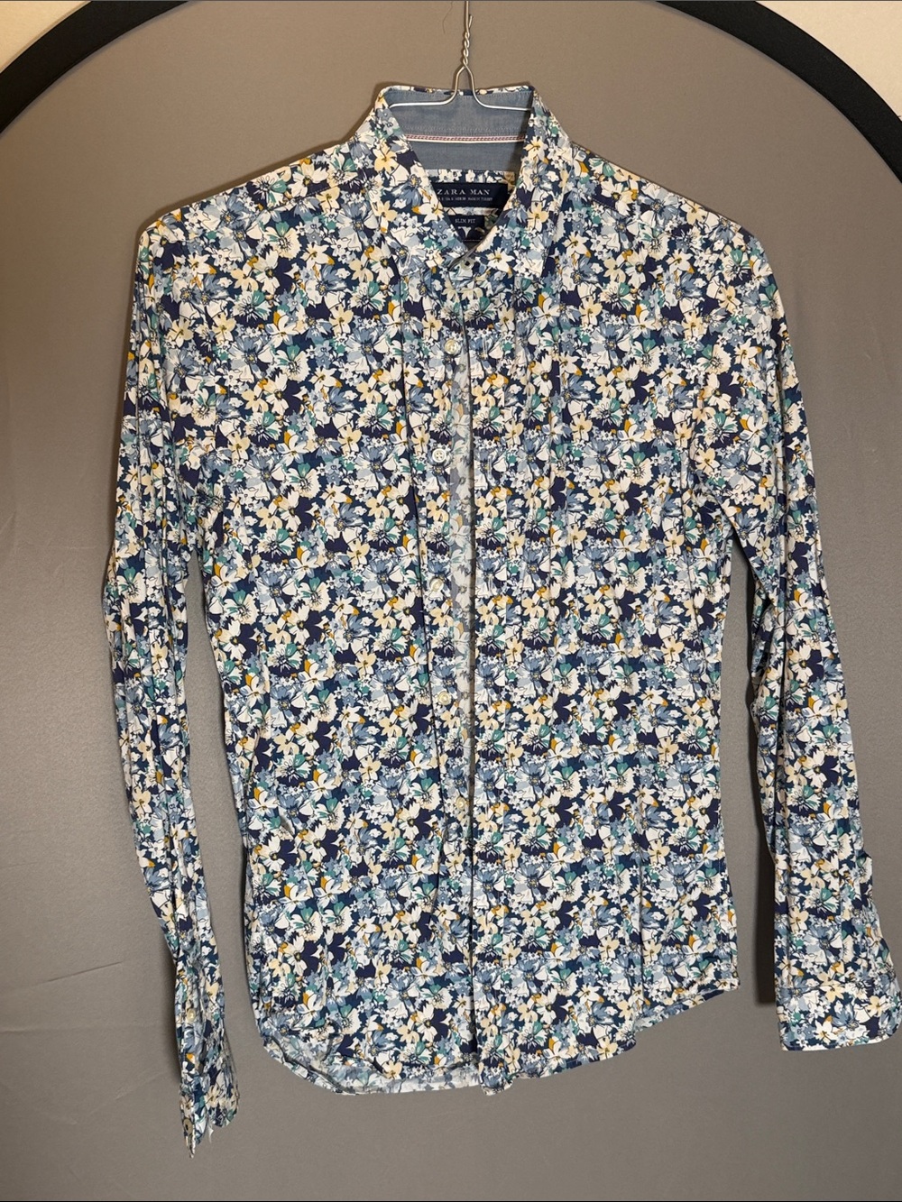 Zara Navy & White Floral Button-Down Shirt